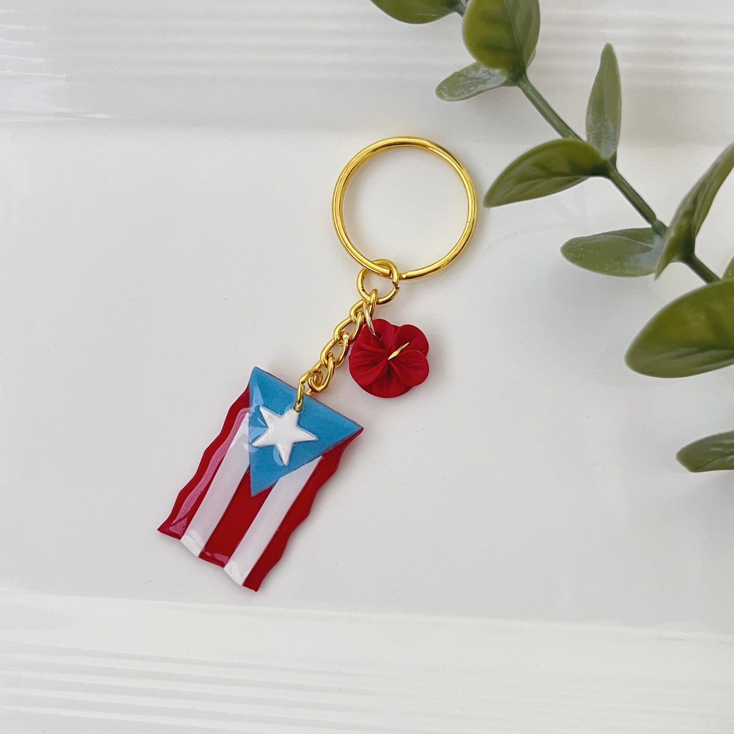 Puerto Rico + Flor de Maga Keychain