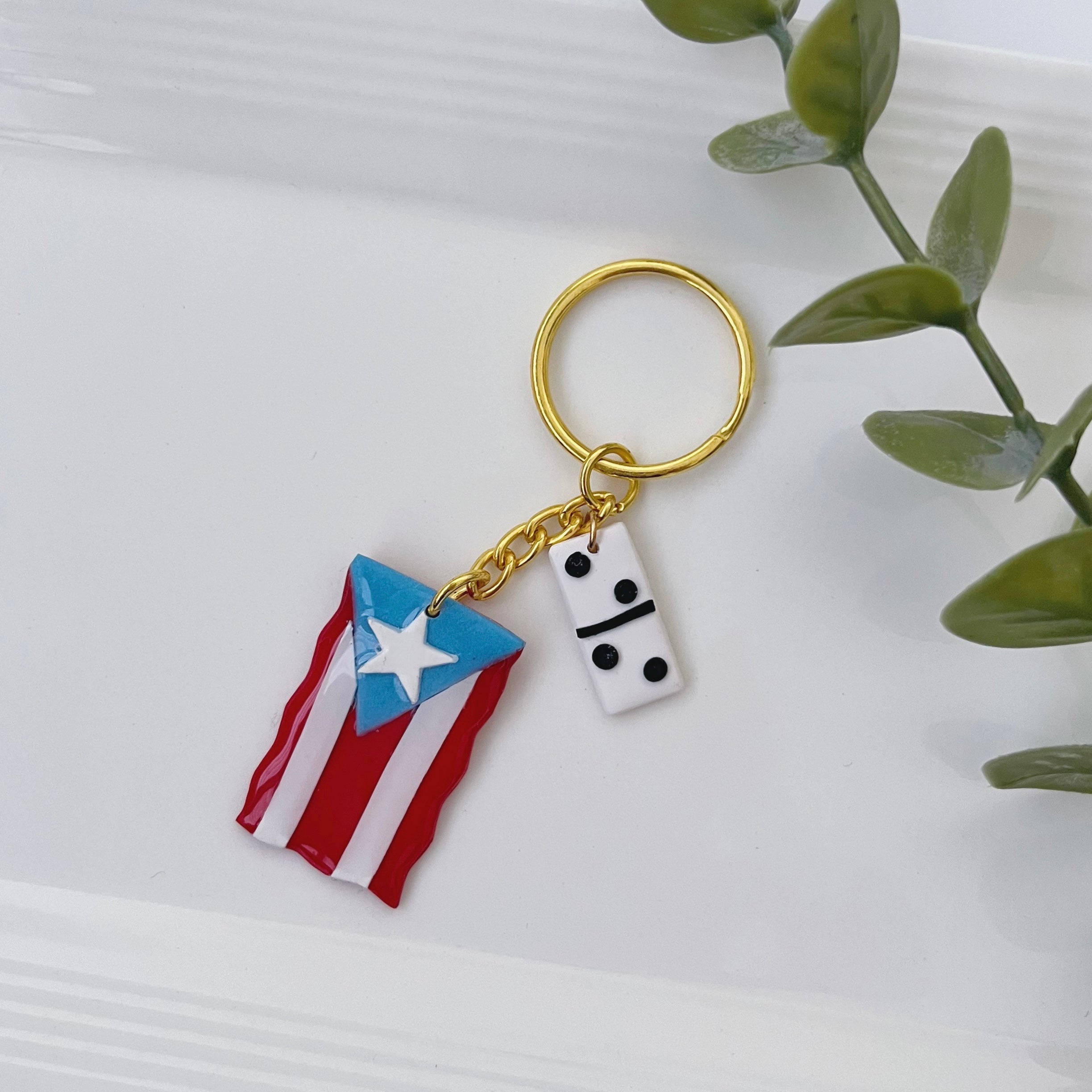 Puerto Rico + Dominó Keychain