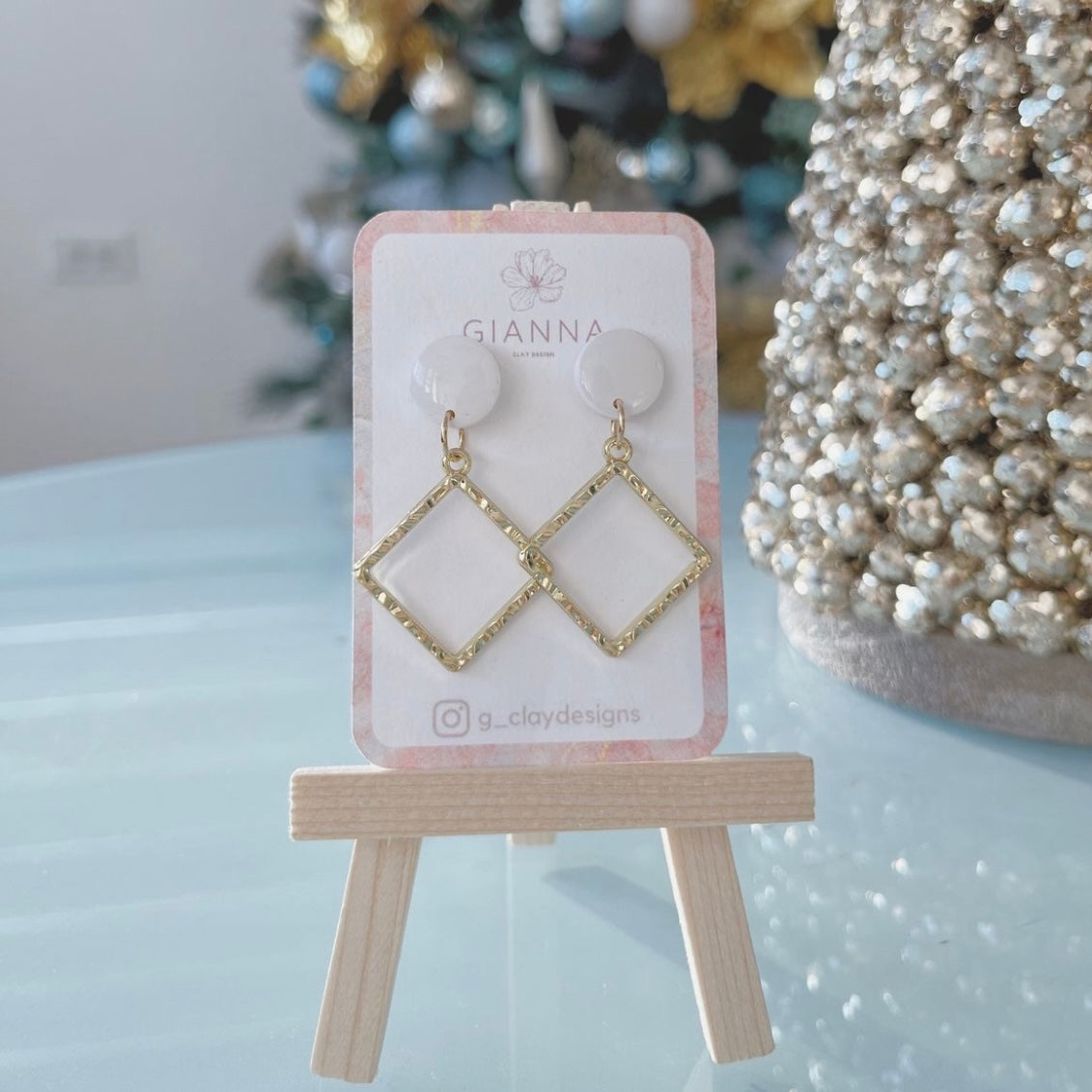 White Sparkling Gold Dangles