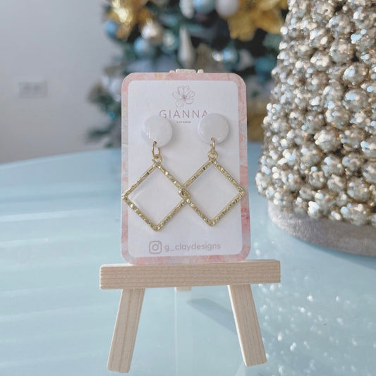 White Sparkling Gold Dangles